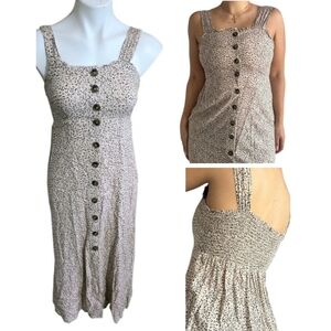 Japna Animal Print Button Front Dress Tan & Black Size XS